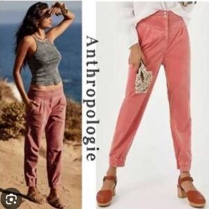 Anthropologie Kalea Soft Corduroy Trouser Joggers, Dusty Pink,